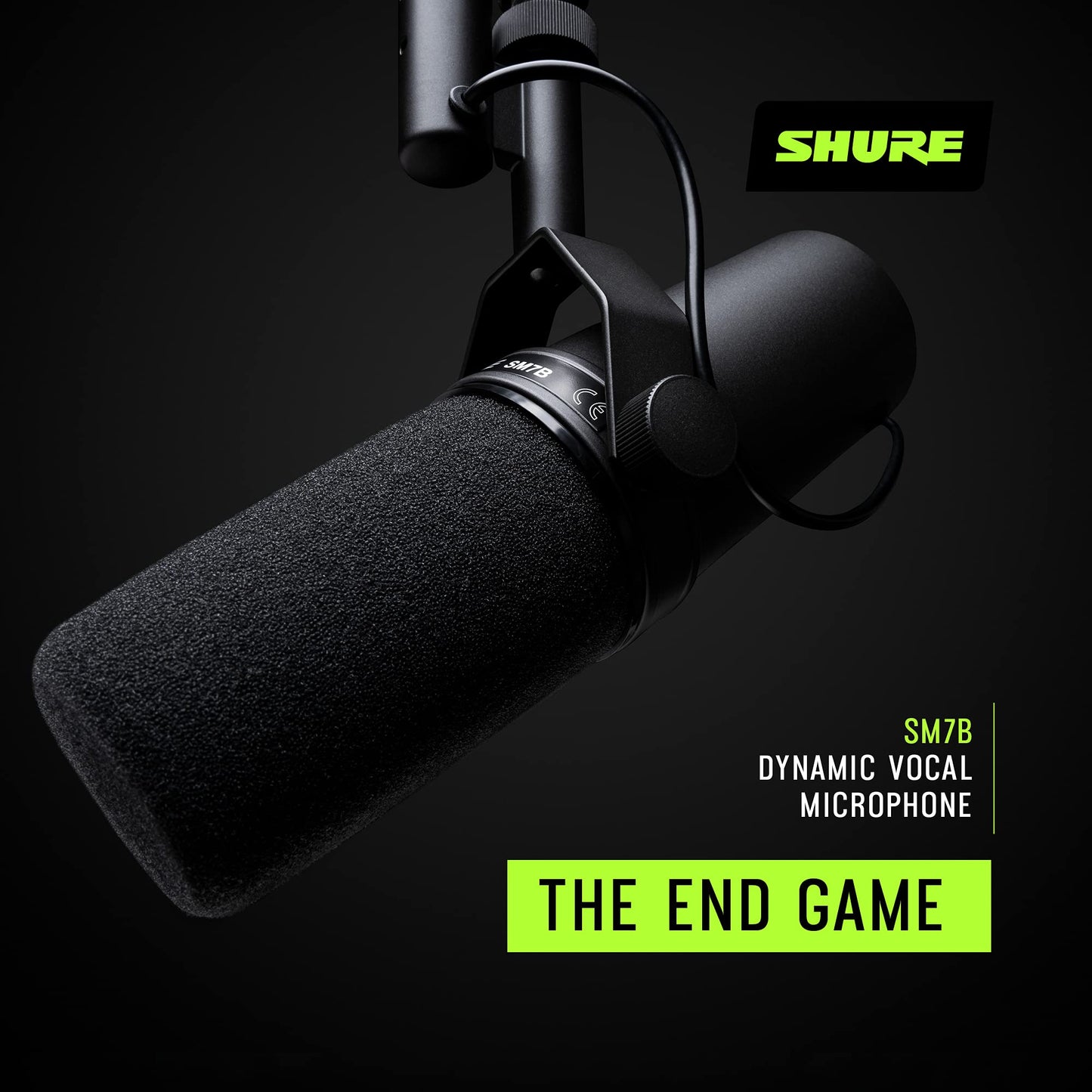 Shure SM7B Microphone - Vocal Dynamic Studio Mic for Broadcast, Podcast, Recording, Gaming & Streaming, XLR, Rugged Construction, Detachable Windscreen, Smooth Sound, Warm Vocals, Wide-Range Frequency